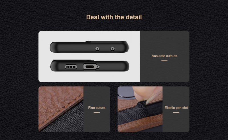 Ốp Lưng Samsung Galaxy S21 Ultra Nillkin Aoge Leather sử dụng vỏ PC chống va đập và da chất lượng cao kết cấu cổ điển, đường khâu chính xác, đẹp mắt ,có khay đựng bút